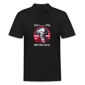 TOO COOL FOR BRITISH RULE | GEORGE Washington - Männer Poloshirt - Schwarz - Vorne - Kai (181cm)