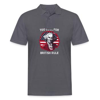 TOO COOL FOR BRITISH RULE | GEORGE Washington - Männer Poloshirt - Anthrazit - Vorne - Nico (186cm)