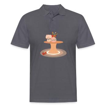 Naughty cat - Men's Polo Shirt - charcoal grey - Front - Nico (186cm)