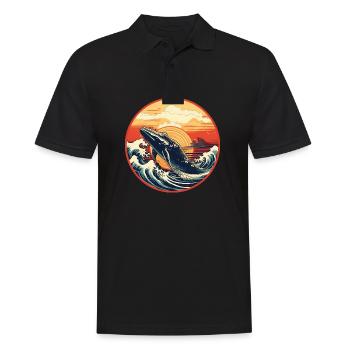Whale Ukiyo-e 2 - Men's Polo Shirt - black - Front - Kai (181cm)