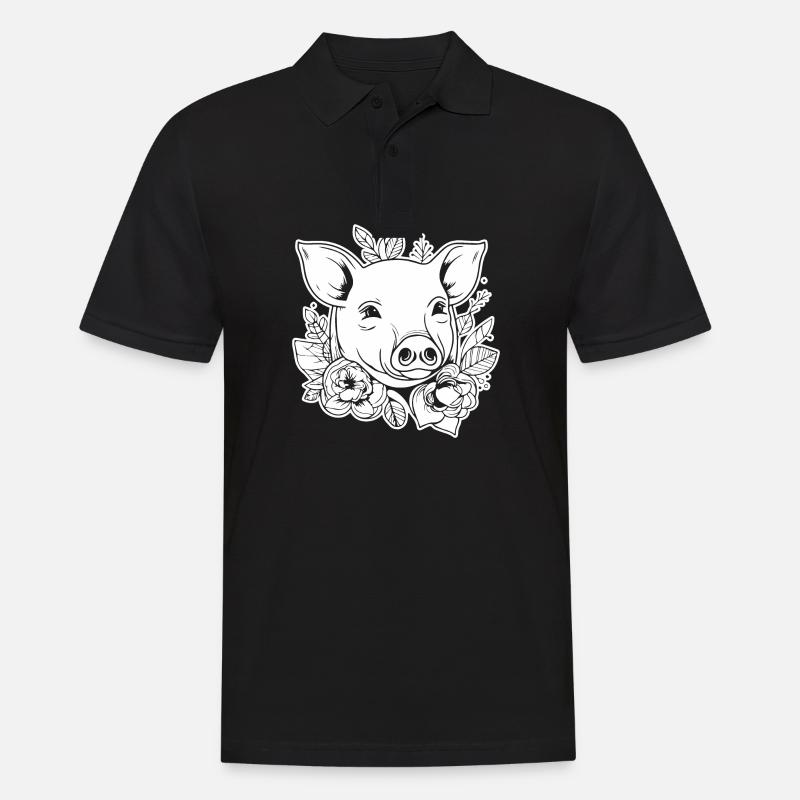 Schwein Schweinchen Sau - Männer Poloshirt - Schwarz