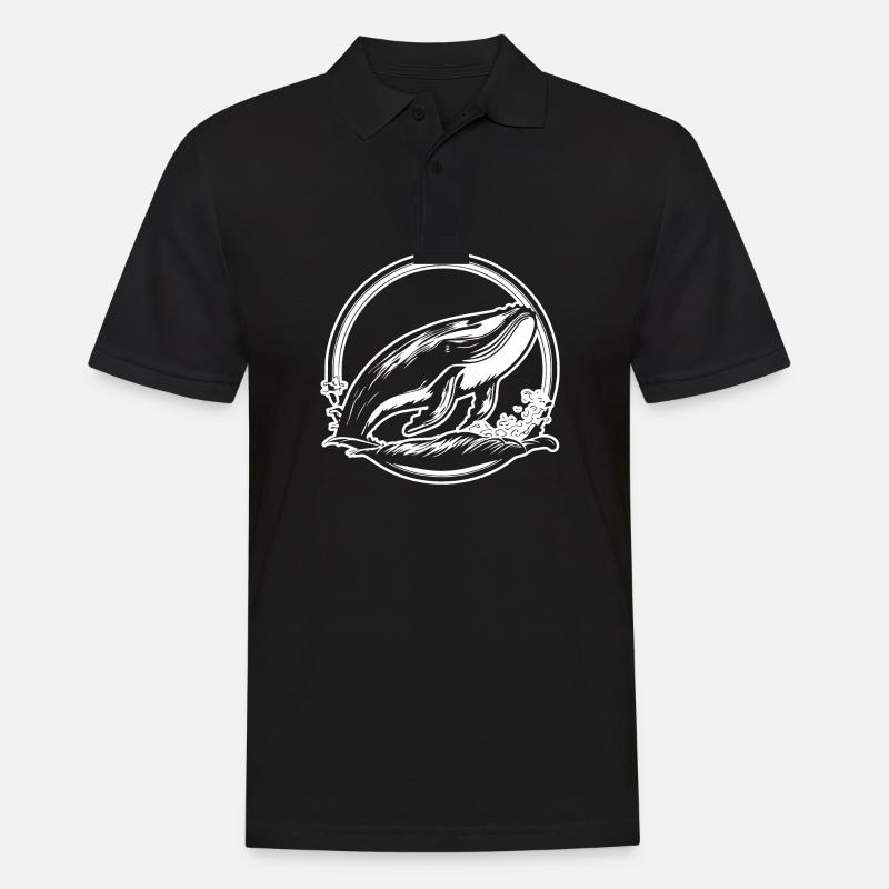 Wal Meer Fische - Männer Poloshirt - Schwarz