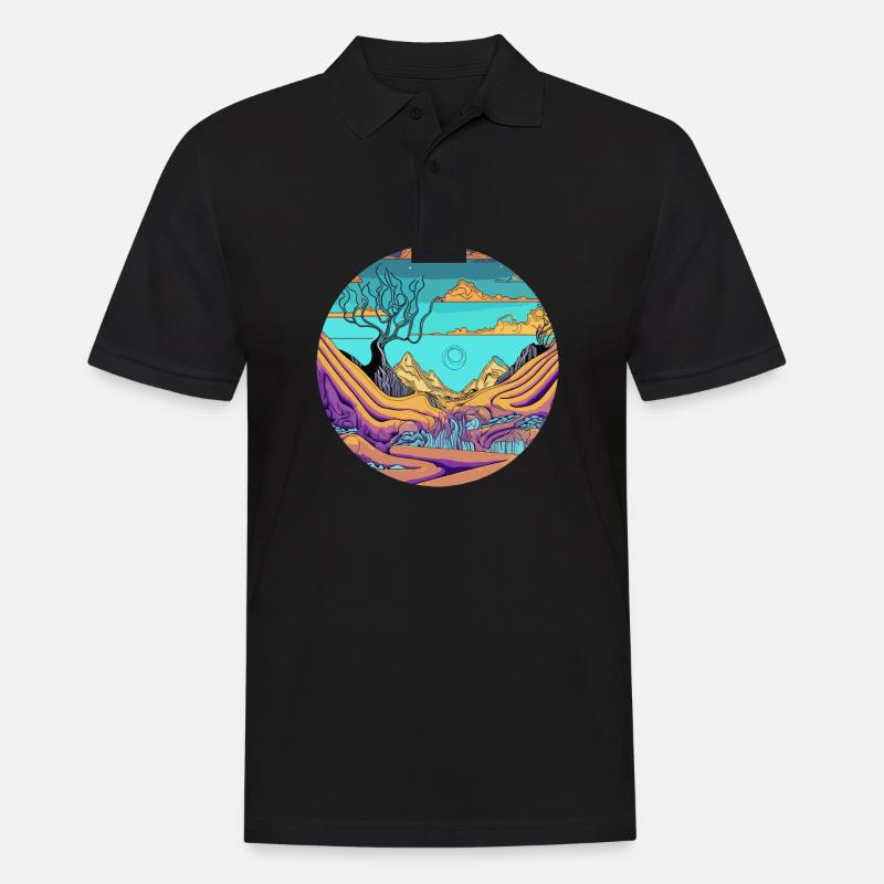Sonnenaufgang im Psychedelic Valley - Männer Poloshirt - Schwarz