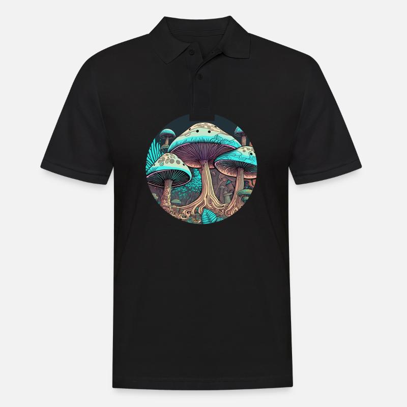 Jungle de champignons psychédéliques - Polo Homme - noir