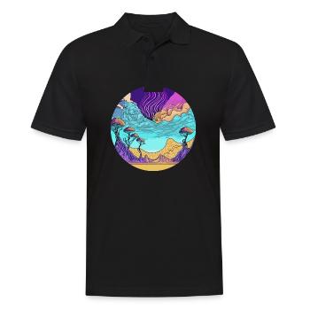 Ciel psychédélique au-dessus du désert et de la vallée - Polo Homme - noir - Devant - Kai (181cm)