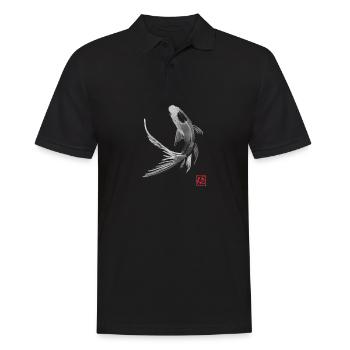 Karpfen Koi schwarz - Männer Poloshirt - Schwarz - Vorne - Kai (181cm)