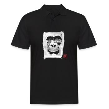Gorilla White in Schwarz - Männer Poloshirt - Schwarz - Vorne - Kai (181cm)