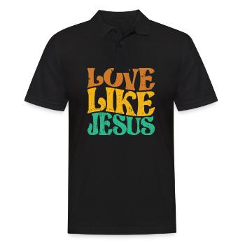 Love like Jesus Kirche Christliches Damen Herren - Männer Poloshirt - Schwarz - Vorne - Kai (181cm)