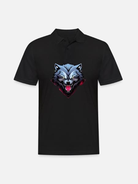 wütender Wolf - Männer Poloshirt - Schwarz
