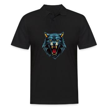 Wolf - Männer Poloshirt - Schwarz - Vorne - Kai (181cm)