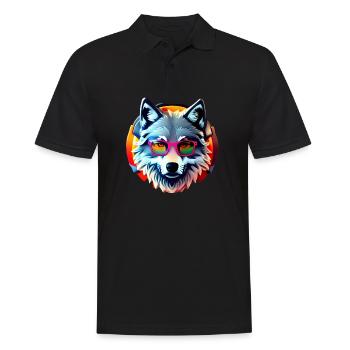 Wolf - Männer Poloshirt - Schwarz - Vorne - Kai (181cm)