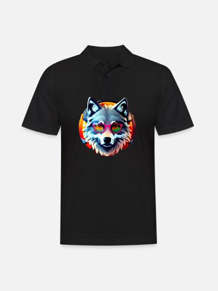 Wolf - Männer Poloshirt - Schwarz