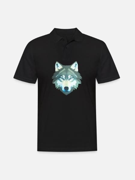Wolf - Männer Poloshirt - Schwarz