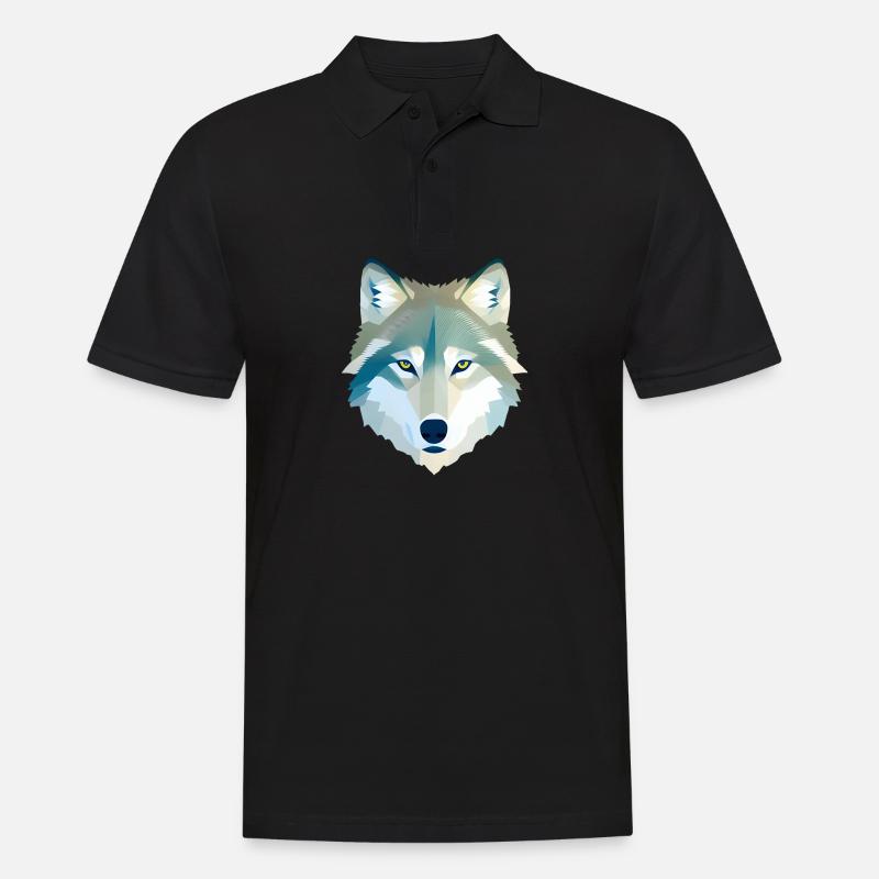 Wolf - Männer Poloshirt - Schwarz