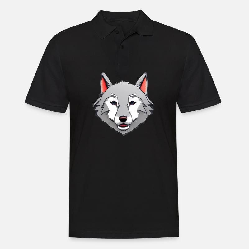 Wolf - Männer Poloshirt - Schwarz