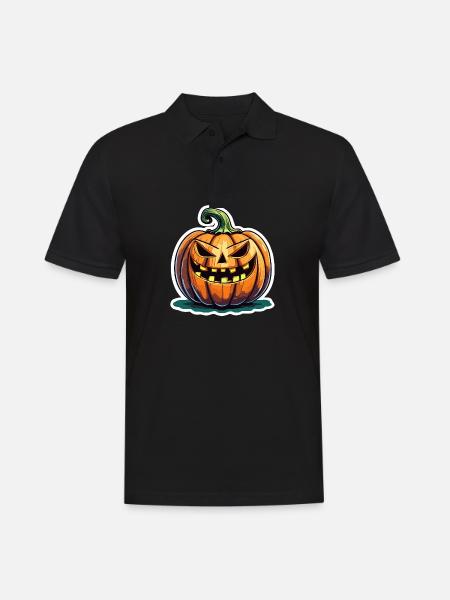 Böser Jack o' Lantern Kürbis - Männer Poloshirt - Schwarz