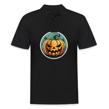 Grinning Jack o' Lantern Pumpkin - Men's Polo Shirt - black - Front - Kai (181cm)