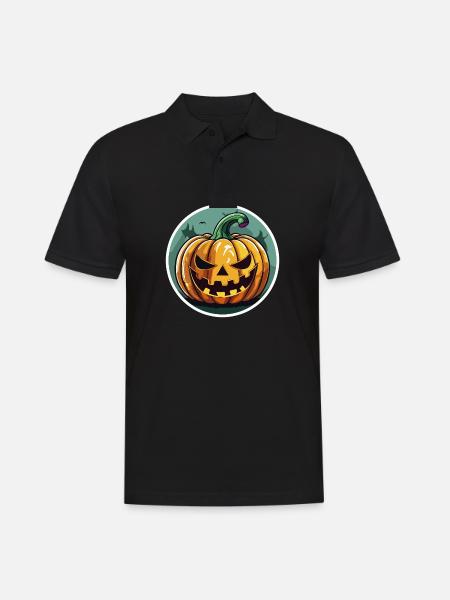 Grinning Jack o' Lantern Pumpkin - Men's Polo Shirt - black