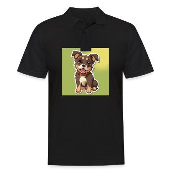 Dessin animé de chien 8 - Polo Homme - noir - Devant - Kai (181cm)
