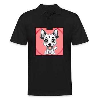 Dessin animé de chien 3 - Polo Homme - noir - Devant - Kai (181cm)