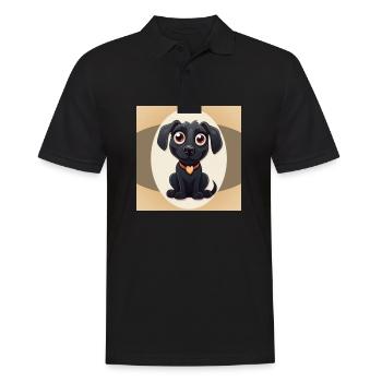 Dessin animé de chien 6 - Polo Homme - noir - Devant - Kai (181cm)