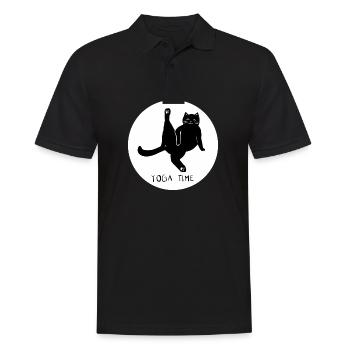 CAT YOGA TIME - Design 2 - Polo Homme - noir - Devant - Kai (181cm)