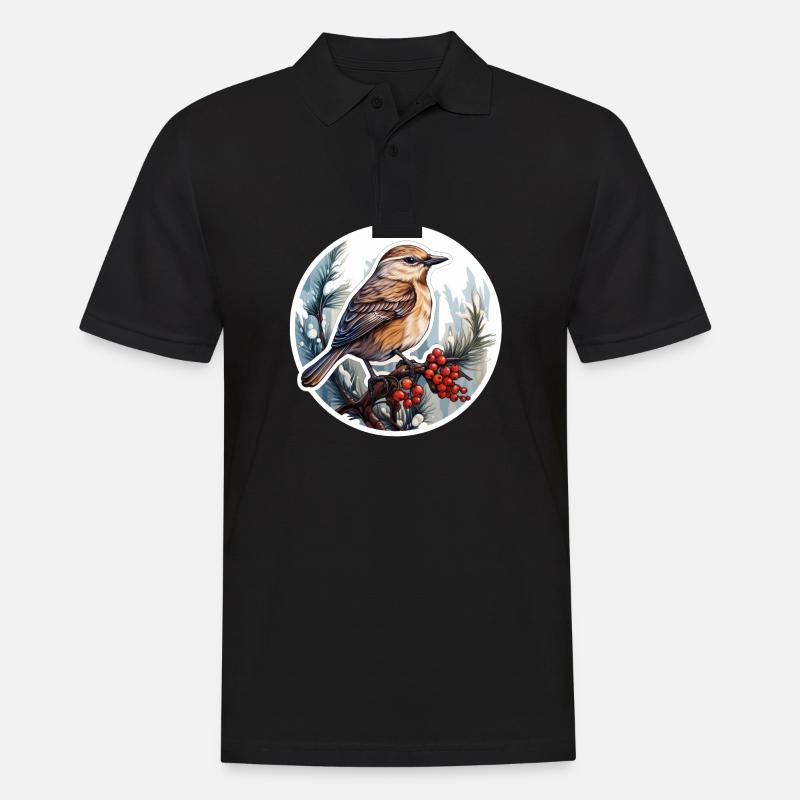 Vogel im Winter - Männer Poloshirt - Schwarz