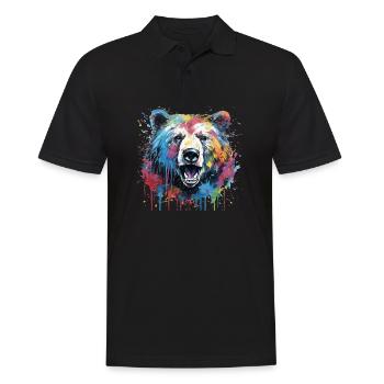 Stylish Bear Gift Grizzly Bear Brown Bear - Men's Polo Shirt - black - Front - Kai (181cm)