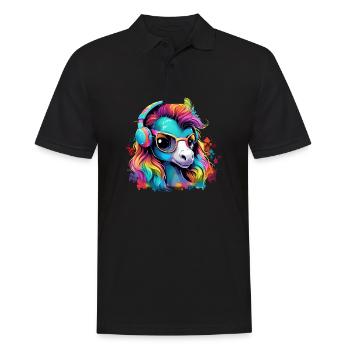 Cute foal with headset gift equestrian sport - Men's Polo Shirt - black - Front - Kai (181cm)