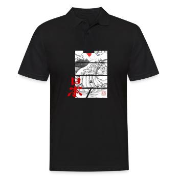 Japan-Welle - Männer Poloshirt - Schwarz - Vorne - Kai (181cm)