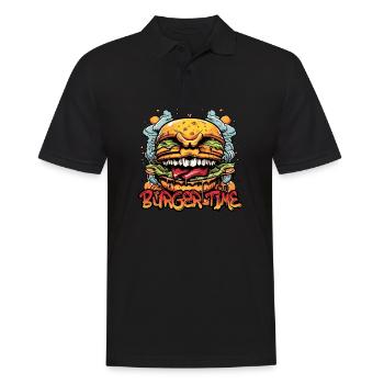 Hamburger - Es ist zeit für Burger - Männer Poloshirt - Schwarz - Vorne - Kai (181cm)