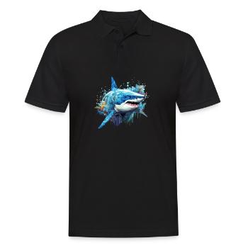 Requin Poisson Océan Monde Faune Merveille Abstrait - Polo Homme - noir - Devant - Kai (181cm)