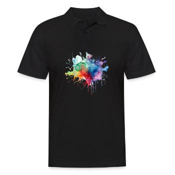 Watercolor Splash Splash Colorful Acrylic - Men's Polo Shirt - black - Front - Kai (181cm)