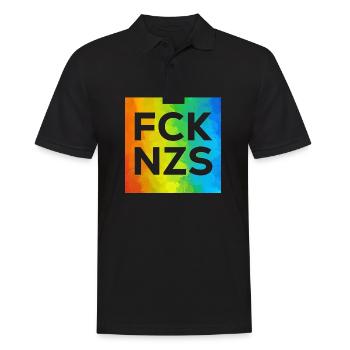 Fck NZS Cutout Regenbogen - Männer Poloshirt - Schwarz - Vorne - Kai (181cm)