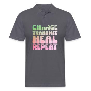 Charge, Transmettre, Guérir, Répéter, Guérisseur spirituel, Reiki - Polo Homme - charbon - Devant - Nico (186cm)