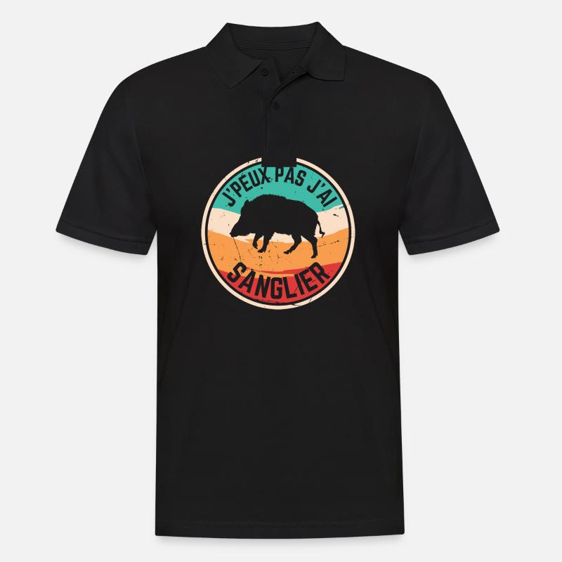 J peux pas j ai Sanglier vintage - Polo Homme - noir