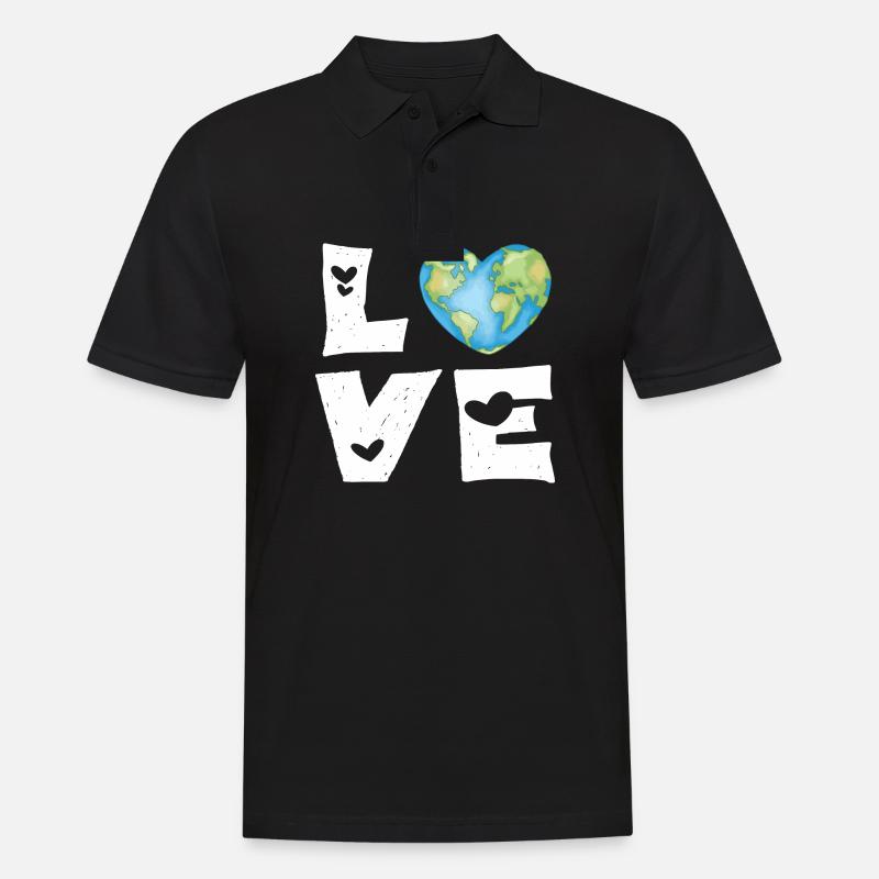 Liebe Erde Herz - Männer Poloshirt - Schwarz