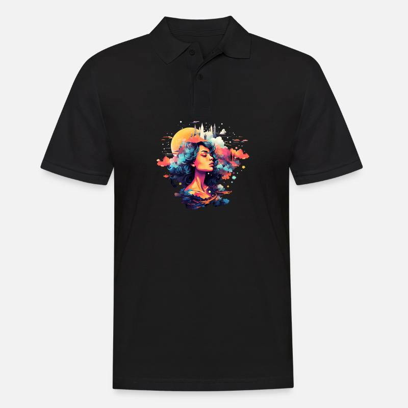 Frau im Abendglanz - Männer Poloshirt - Schwarz