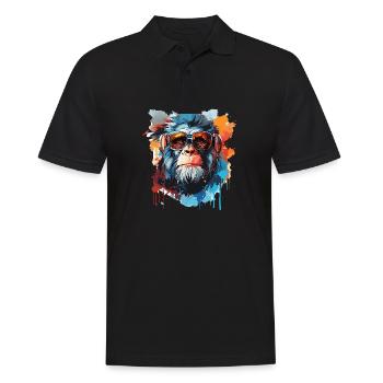 Affenkopf in Cool - Männer Poloshirt - Schwarz - Vorne - Kai (181cm)