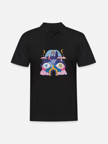 Psychedelic robot - Men's Polo Shirt - black