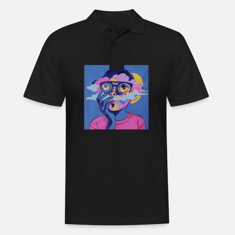 Psychedelisches Gesicht - Männer Poloshirt - Schwarz