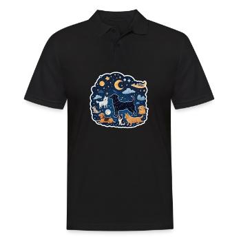 Hunde unter den Sternen - Männer Poloshirt - Schwarz - Vorne - Kai (181cm)