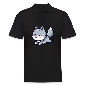 Cute little wolf who is happy - Men's Polo Shirt - black - Front - Kai (181cm)