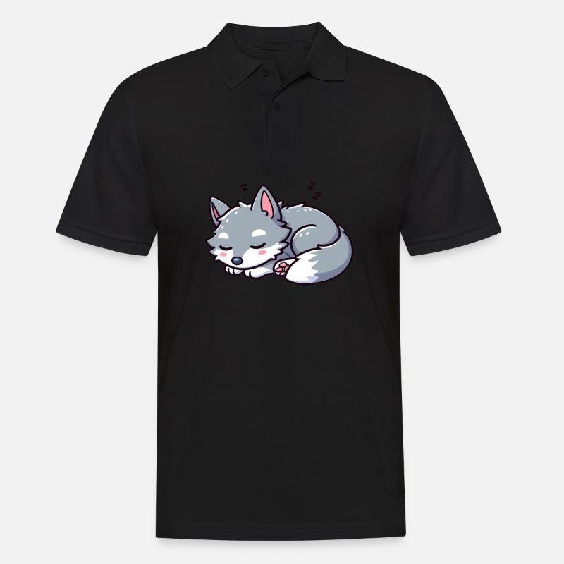 Süßer kleiner Kinder Wolf - Männer Poloshirt - Schwarz