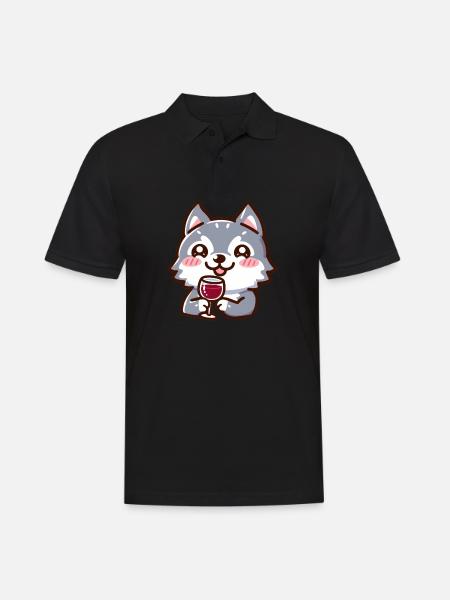 Wine-loving wolf - Men's Polo Shirt - black