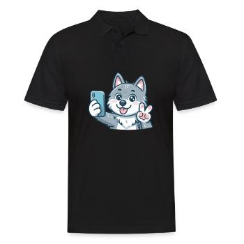 Der süße Selfiewolf - Männer Poloshirt - Schwarz - Vorne - Kai (181cm)