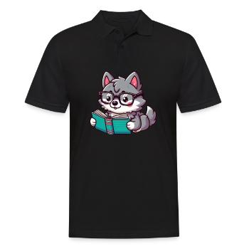 Le loup de la lecture douce - Polo Homme - noir - Devant - Kai (181cm)