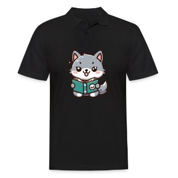 Le loup lecteur - Polo Homme - noir - Devant - Kai (181cm)