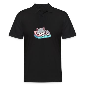 Petit loup endormi mignon - Polo Homme - noir - Devant - Kai (181cm)