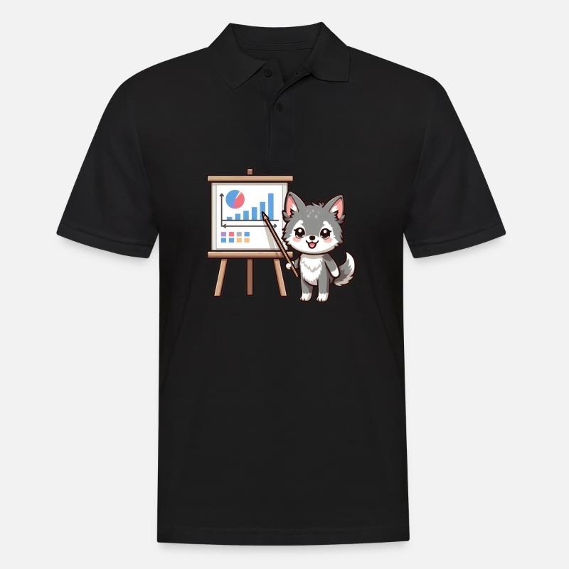Süßer kleiner Lehrer Wolf - Männer Poloshirt - Schwarz